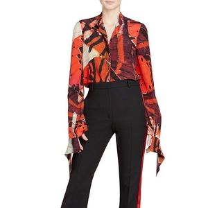 Alexander McQueen Butterfly Slash Cuff Silk Shirt